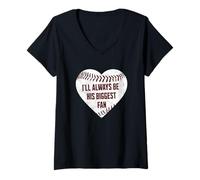 Mujer Baseball Mom Siempre Seré Su Mayor Fan Camiseta Cuello V