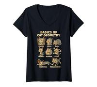 Mujer Basics of Cat Geometry Funny Cat Math Physics Science Humor Camiseta Cuello V