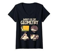 Mujer Basics of Cat Geometry Funny Cat Math Physics Science Humor Camiseta Cuello V