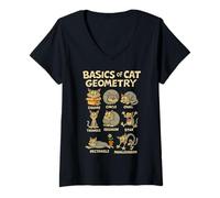 Mujer Basics of Cat Geometry Funny Cat Math Physics Science Humor Camiseta Cuello V