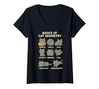 Mujer Basics of Cat Geometry Funny Cat Math Physics Science Humor Camiseta Cuello V