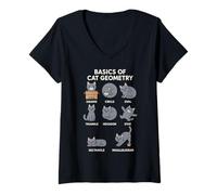 Mujer Basics of Cat Geometry Funny Cat Math Physics Science Humor Camiseta Cuello V