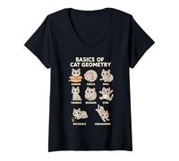 Mujer Basics of Cat Geometry Funny Cat Math Physics Science Humor Camiseta Cuello V