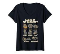 Mujer Basics of Cat Geometry Funny Cat Math Physics Science Humor Camiseta Cuello V