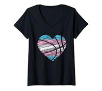Mujer Basket-Ball Heart Trans-gender Pride Cool Sport LGBT-Q Ally Camiseta Cuello V