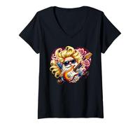 Mujer Bass Guitar Player Gnome Rocker Hands Music Heart Love Rock Camiseta Cuello V