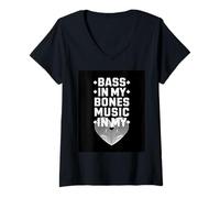 Mujer BASS IN MY BONES MUSIC IN MY HEART Camiseta Cuello V