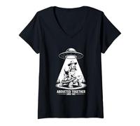 Mujer Basset Hound Cowboy en una tortuga bajo foco OVNI Camiseta Cuello V