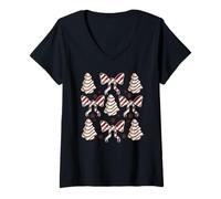 Mujer Bastón de Caramelo Arco Galleta Árbol Pasteles Navidad Patrón Vacaciones Camiseta Cuello V