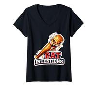 Mujer Bat Intentions Bateador Broma Camiseta Cuello V