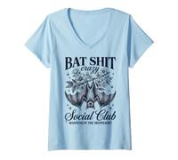 Mujer Bat Shit Crazy Social Club Madness In The Moonlight Bat Camiseta Cuello V
