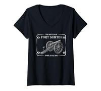 Mujer Batalla de Fort Sumter Guerra Civil Abril 1861 Cronología de la Historia Camiseta Cuello V