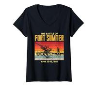 Mujer Batalla de Fort Sumter Guerra Civil Abril 1861 Cronología de la Historia Camiseta Cuello V