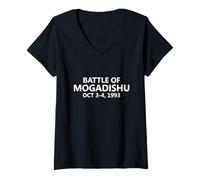 Mujer Batalla Mogadiscio Somalia Ejército Militar Guerra Historia 1993 Camiseta Cuello V