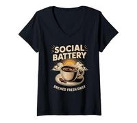 Mujer Batería social: diseño diario recién hecho elaboración Camiseta Cuello V