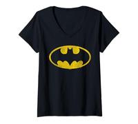 Mujer Batman Distressed Logo Camiseta Cuello V
