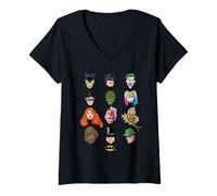 Mujer Batman Face Grid Camiseta Cuello V