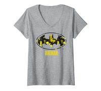 Mujer Batman Logo Amarillo Silhouette Edition Comic Camiseta Cuello V