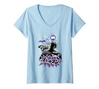Mujer Batman Purple Kanji Skyline Camiseta Cuello V