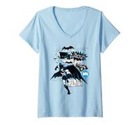 Mujer Batman Running Black and Blue Kanji Camiseta Cuello V
