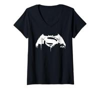 Mujer Batman v Superman White City Logo Camiseta Cuello V