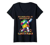 Mujer Be A Custom Build Funny Master Builder Dabbing Kids Boys Camiseta Cuello V