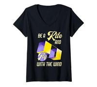 Mujer Be a Kite and Fly with the Wind Motivational Quote Camiseta Cuello V