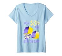Mujer Be a Kite and Fly with the Wind Motivational Quote Camiseta Cuello V
