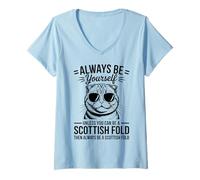Mujer Be A Scottish Fold Cat Funny Scottish Fold Camiseta Cuello V