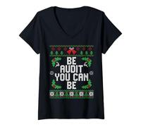 Mujer Be Audit You Can Be Funny Ugly Christmas Accountant Camiseta Cuello V