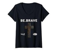 Mujer Be Brave God Bible Jesus Blessed Cross - Cita Religiosa Camiseta Cuello V