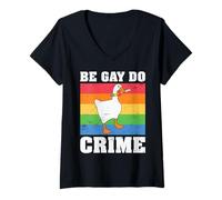 Mujer Be Gay Do Crime Camiseta Cuello V