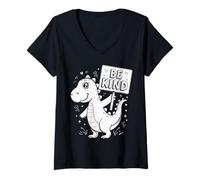 Mujer Be Kind Dinosaur Cute Anti-Bullying Kindness Camiseta Cuello V
