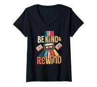 Mujer Be Kind & Rewind Retro Vintage Classic Throwback Hombres Mujeres Camiseta Cuello V