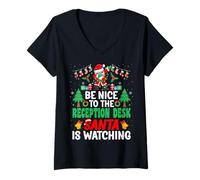 Mujer Be Nice to The Reception Desk Santa - Christmas Camiseta Cuello V