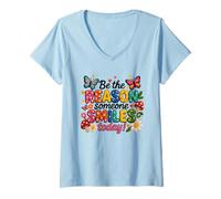 Mujer Be The Reason Someone Smiles Today Cita Positiva Camiseta Cuello V