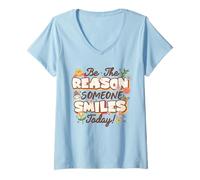 Mujer Be The Reason Someone Smiles Today Mental Health Awareness Camiseta Cuello V
