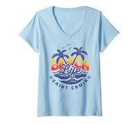 Mujer Beach Life Saint Croix Islas Vírgenes Estadounidenses USVI Camiseta Cuello V