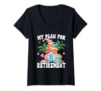 Mujer Beach Retirement Mom GNOME For Women and Retired Beach Lover Camiseta Cuello V