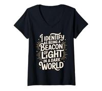 Mujer Beacon of Light in a World Full of Darkness - Camiseta Cuello V