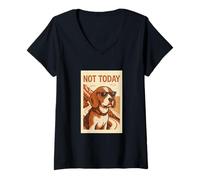 Mujer Beagle divertido estampado Beagle Not Today Cool Adventure Camiseta Cuello V