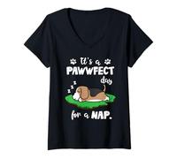 Mujer Beagle Dog Sleep It's A Pawwfect Day For A Nap Puppy Lovers Camiseta Cuello V