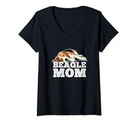 Mujer Beagle Mamá Perro Lindo Camiseta Cuello V