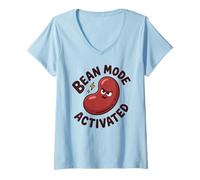 Mujer Bean Mode Activado Divertido Bean Meme Lover Frijoles Humor Camiseta Cuello V