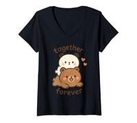 Mujer Bear Buddies Juntos para Siempre Camiseta Cuello V