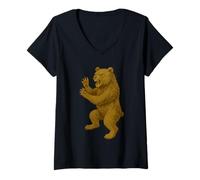 Mujer Bear Crest Renacimiento Fantasía Arte Heráldico Medieval Animal Camiseta Cuello V