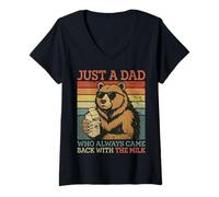 Mujer Bear Dad, Solo Un Papá Que Siempre Volvió con La Leche Camiseta Cuello V