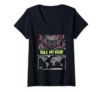 Mujer Bear Dollar Crown ruge sátira feroz para los fanáticos políticos Camiseta Cuello V