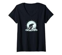Mujer Bear Grizzly Bears Wildlife Mountains Animal Moon Camiseta Cuello V