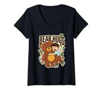 Mujer Bear Hugs Hug Fan Obsession Teddy Love Club Cita Niños Camiseta Cuello V